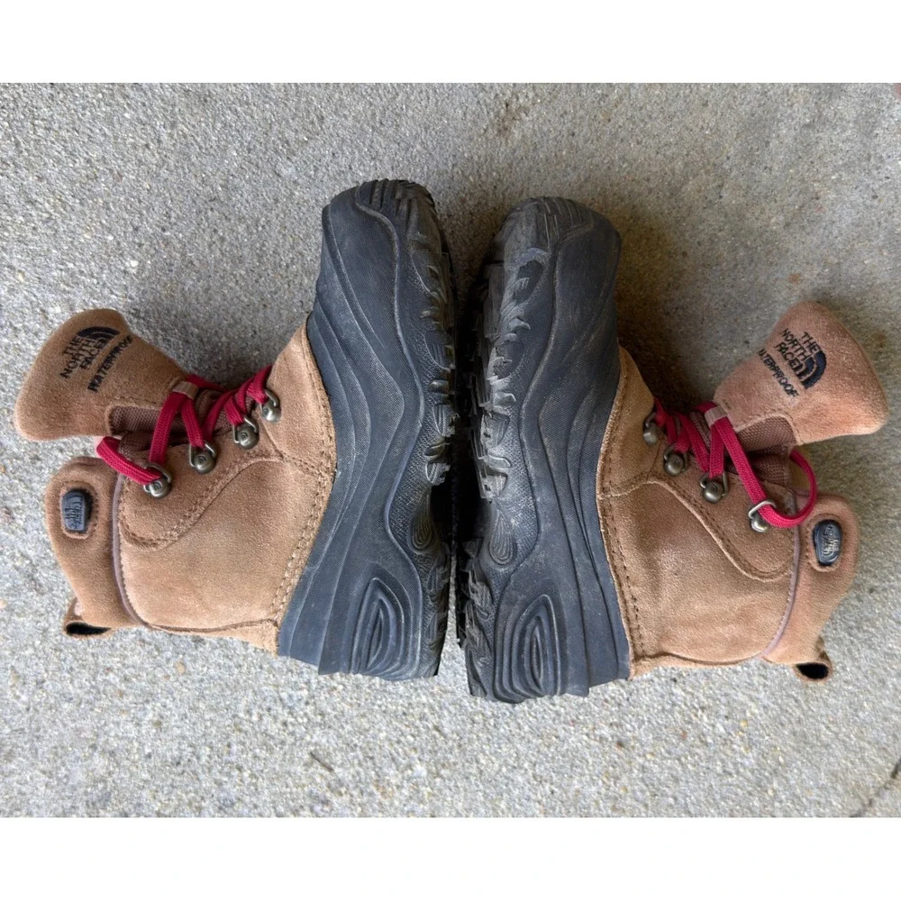 The North Face KIDS Chilkat Lace II Brown Leather Winter Boots Size 2 Waterproof